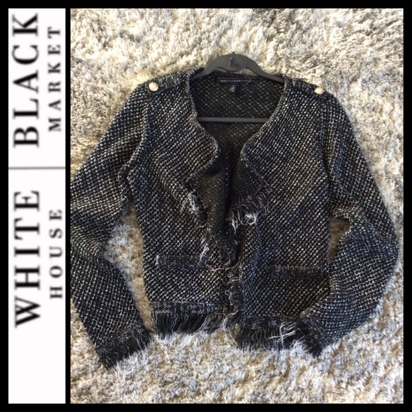 🔥SALE🔥 WHBM Tweed Raw Edge Sweater Jacket - Picture 6 of 11